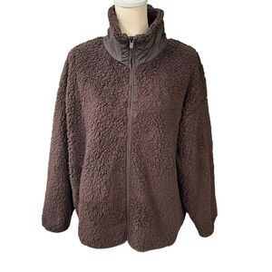 Athleta Cloud Fleece Sherpa Jacket Full Zip Truffle Brown Size XL